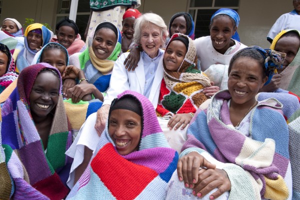 Dr Catherine Hamlin, founder of Hamlin Fistula Ethiopia, with patients. 