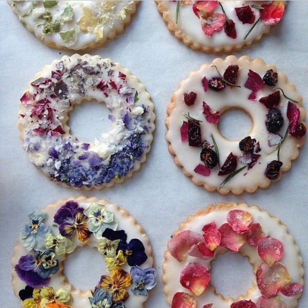 Lavender Shortbread Wreaths with Fruits, Flowers, and Herbs by Bon Appetit. 