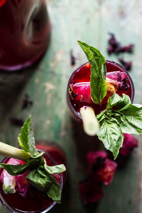 Hibiscus, lemongrass, Basil and Honey Sweet Iced Tea by Half Baked Harvest.