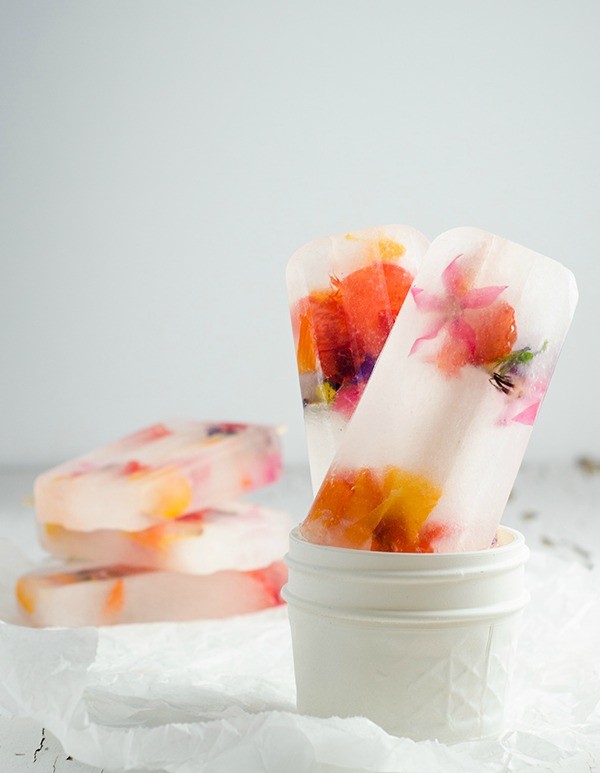 Edible Flower and Elderflower Popsicles by Chew Town.