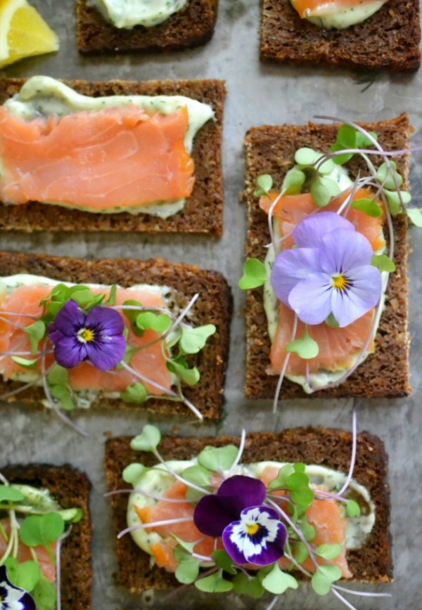 Nordic Open Faced Smoked Salmon Sandwiches by The View at Great Island. 