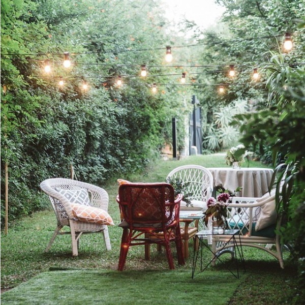 Festoons lighting up this breakout space for Sam & Victoria.