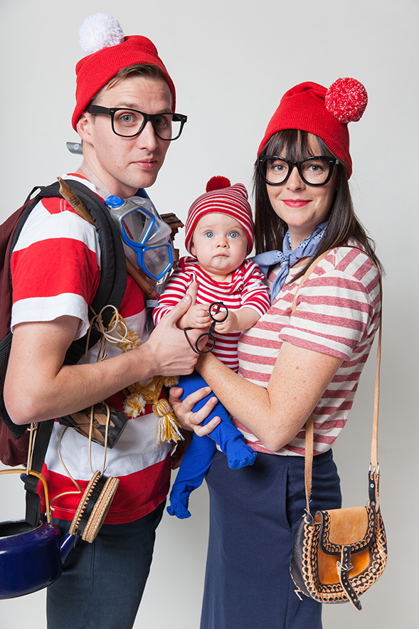 DIY Where's Wally/Waldo family costume by Say Yes. 