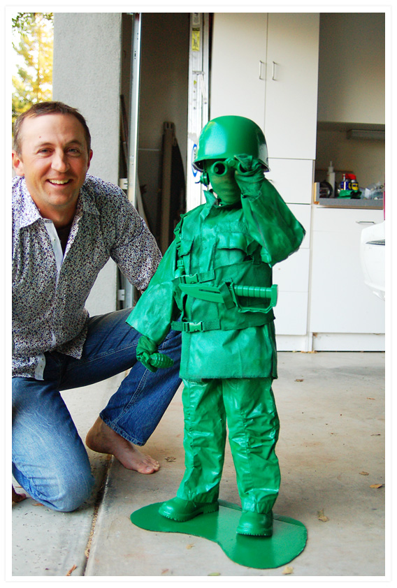 DIY green toy soldier costume by Wild Ink Press.