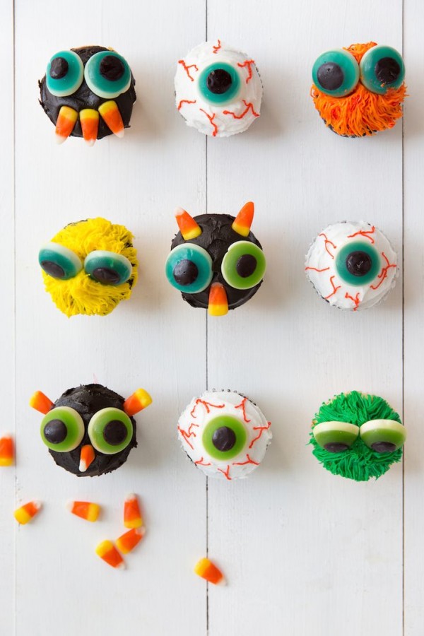 Halloween monster cupcakes by Camille Styles.