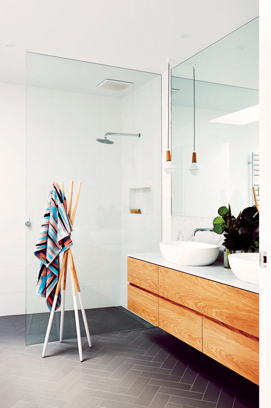 The bathroom of Lauren and Matt Wilson's Geelong home for Open for Inspection with Inside Out magazine via We-Are-Scout.com. 