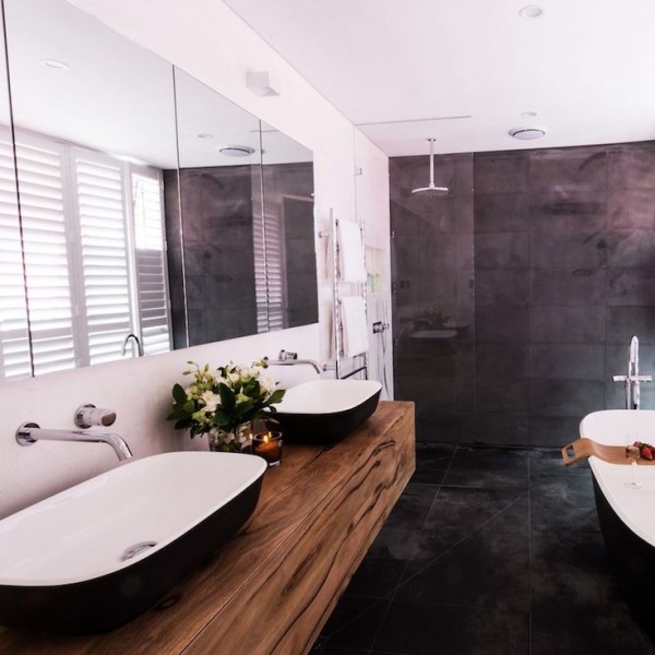 Josh and Charlotte's ensuite bathroom. The top 12 looks from The Block: Triple Threat, via We-Are-Scout.com.