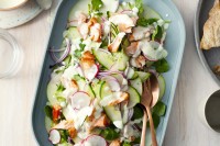 Recipe for Hot Smoked Salmon, Roasted Garlic & Apple Salad This is an edited extract from The New Nordic by Simon Bajada published by Hardie Grant RRP $49.95 available in stores nationally.