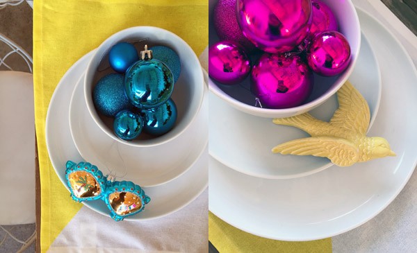 Bright Christmas table setting with doughnut baubles at Target Australia 2015 Christmas preview. Gold, pink and orchids combine for a stunning Christmas table setting at Target Australia 2015. Photo Lisa Tilse for We Are Scout.