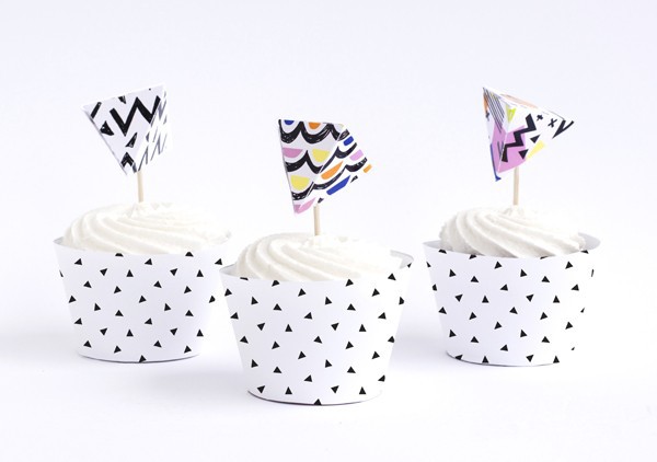 Abstract print 3D cupcake toppers, $8.95, from The Chaos Club.