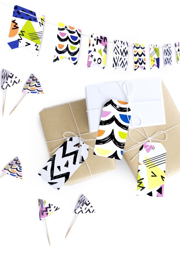Abstract print paper parties supplies from The Chaos Club, via we-are-scout.com.