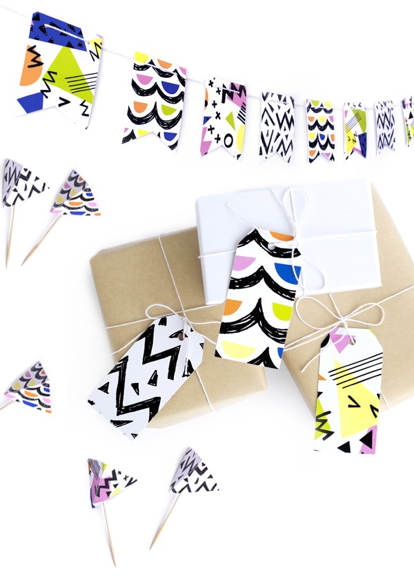 Abstract print paper parties supplies from The Chaos Club, via we-are-scout.com. 