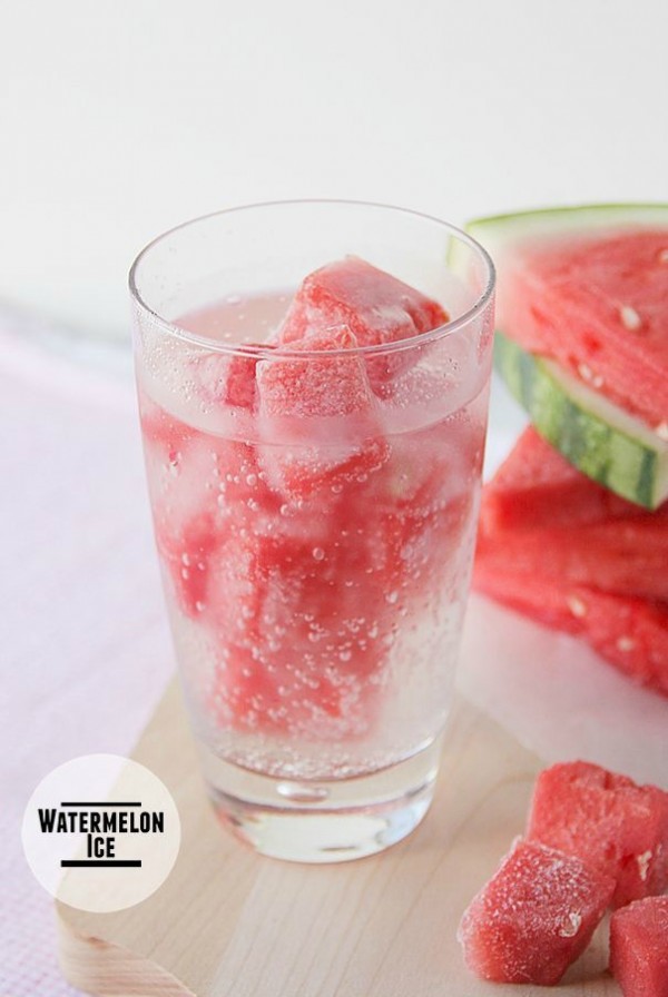 Watermelon ice cubes by Taste and Tell.