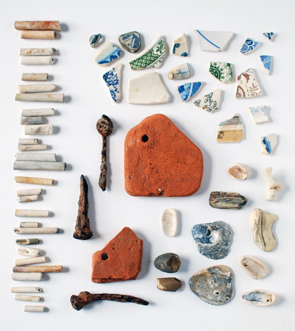 Beachcombing the Thames: my collection of objects found on the banks of the Thames, from Tudor tiles to Elizabethan clay pipes. Photo: Lisa Tilse for We Are Scout