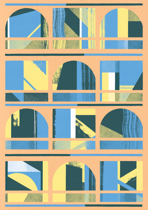 Daniel Clarke's new collection of mid-century-modern-nspired prints, paintings and textiles at Forest London.