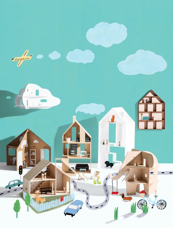 Best Buys: Dollhouses (styling by Jessica Hanson, photography by Sam McAdam-Cooper, illustrations by Grace Lee). Inside Out magazine September 2015.