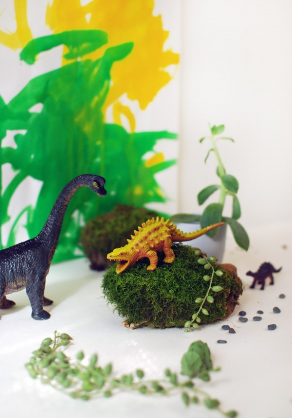 Get creative with your kids: make a fun dinosaur habitat - that looks good in your home, too. Photo: Lisa Tilse for We Are Scout