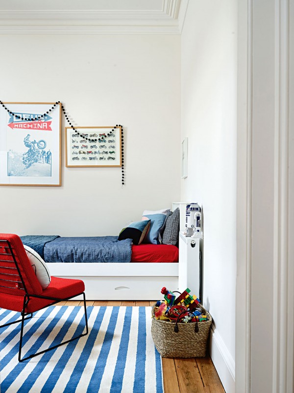 Boy's bedroom: Transforming a terrace house into a light-filled family home, from the June 2015 issue of "Inside Out" magazine. Photographer: Anson Smart; stylist: Maria Dyoniziak, via We-Are-Scout.com. 