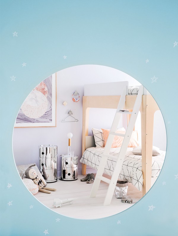 Space-inspired kids' room feature. Styling by Jessica Hanson, Photography by Sam McAdam-Cooper. Inside Out magazine September 2015