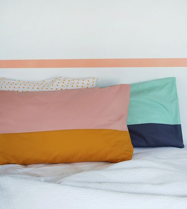 How to make colour-block cushion covers by We Are Scout.