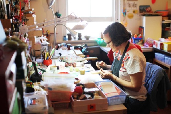 Australian jewellery Melinda Young in her Sydney studio.