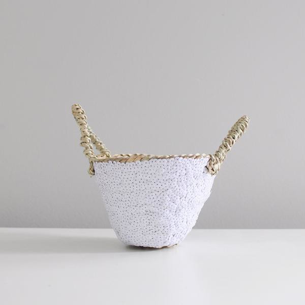 White Sequin Basket from Meus.