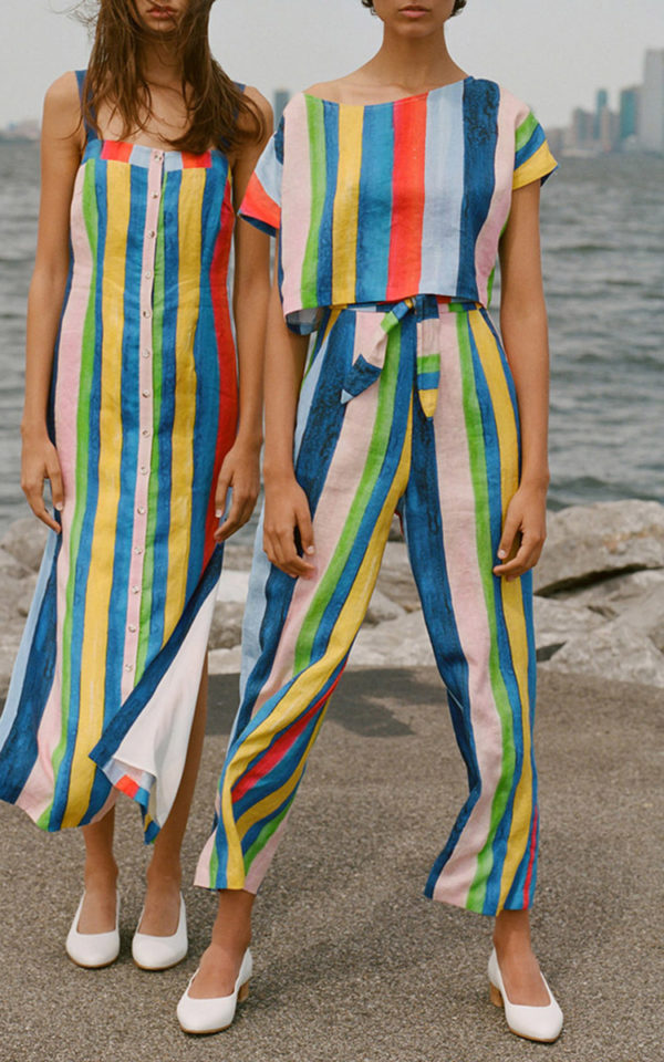 Mara Hoffman stripe rainbow high waist paints.